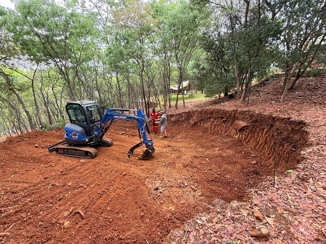 Rippa mini excavator on hire digging an excavation in Harare